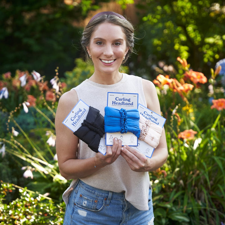 Emily Kenison Holding Curling Headbands